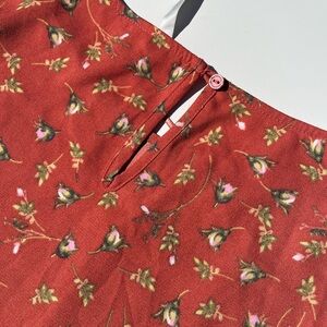 LC Lauren Conrad Rust Red Floral Sleeveless Blouse